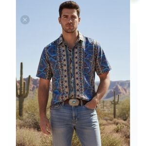 Vintage Frank Southwestern Print Shirt .Size S. Made In USA